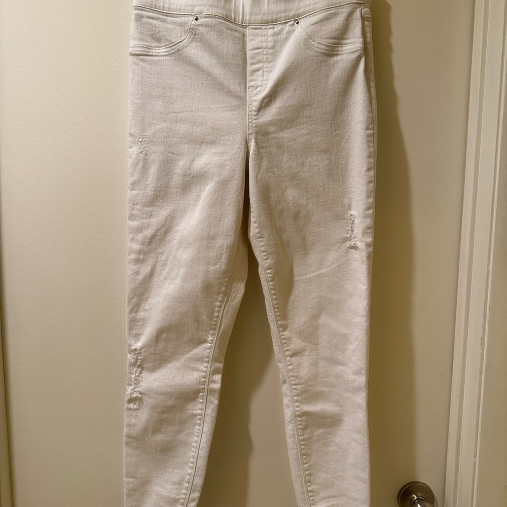 Spanx White Distressed Jegging Legging Pants